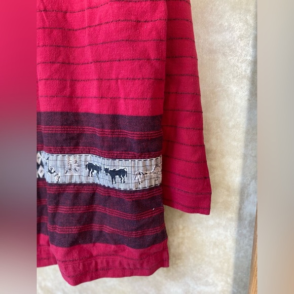 VTG 90s Chicos Design Red Black Striped Cotton Button Front Casual Long Shirt - Picture 6 of 6